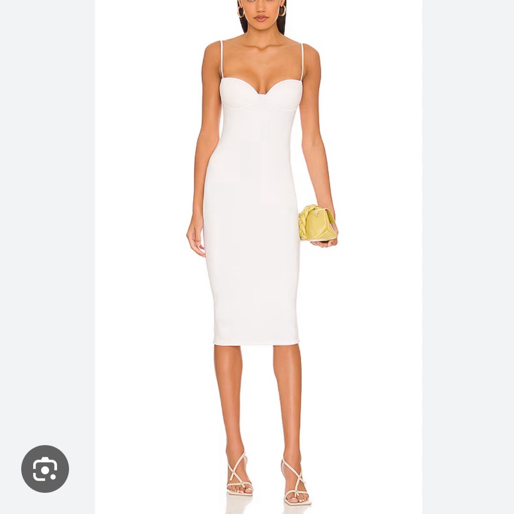 NEW Re Ona White Sweetheart Midi Dress M